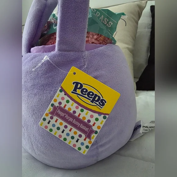 PEEPS Plush Bunny Basket- Blue Or Purple - Picture 5 of 7